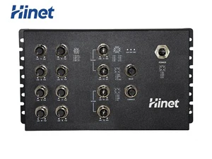 EN50155 L3 8xGigabit M12 Industrial PoE Switch with 4 Bypass(Gigabit) Ports 24Gbps IP67 -40~75°C Ring<20ms Hi-Net IS3008G4BP-8P