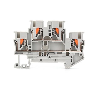 PTTB 2.5 Push-in Double Level DIN Rail Terminal Block 2.5mm2 Feed Through Wire Connector For Control Cabinet