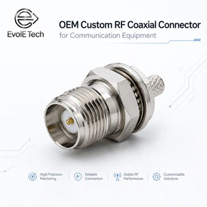 OEM Custom SMA Right Angle Bulkhead Panel Mount RF Coaxial Connector 50 Ohm DC-18GHz Corrosion-Resistant Metal Housing for