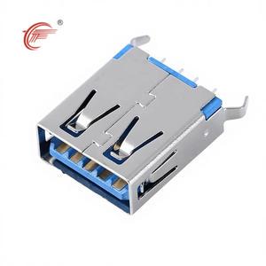 USB3.0 Connector Vertical Plug Base AF180 Degree Double Row In-line Blue Glue Straight Edge H = 15.0mm Copper PCB USB Connector