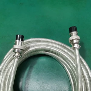 Nickel-plated Brass Braid Shielded Cable Rat-proof Signal Cable IP67 Waterproof Screw Locking GX12 GX16 4pins 5pins Connector
