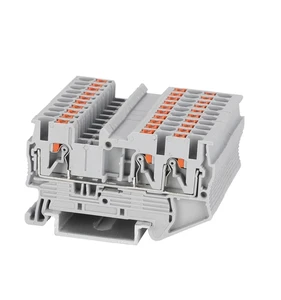 PT2.5-TW Twin Conductor Push In Terminal Wire Connector DIN Rail Terminal Block Gray In-line Connection Feed-in Terminal Block
