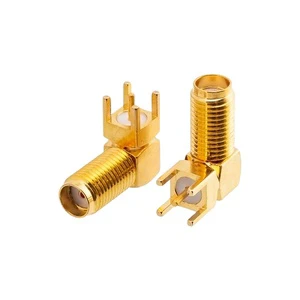 RF Coaxial Connector Right Angle 20mm Length Female Through Hole PCB Mount SMA Connector Amphe 132203