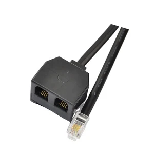 RJ9 Telephone Adapter Y Splitter Headset Extension Cord With 1 Male 2 Female Connector