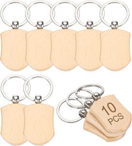 Custom logo Personalized Solid Wood Keychains Factory Rectangle Blanks Split Rings for DIY Engraving Gifts Wholesale Cheap