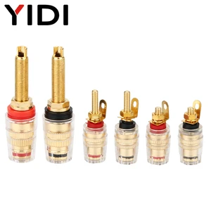 Gold Plated Red Black Banana Plug Connector Binding Post Screw Pin Terminal Transparent Shell for Audio Amplifier Speaker