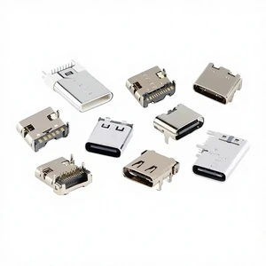 Type-C USB Connector Female/Male Plug-In SMD Socket with 2P/6P/14P/16P/24P Interfaces for Fast Charging