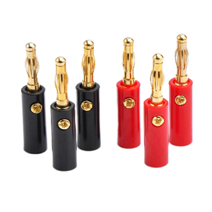 Black+Red 4.0 mm Banana Connector with 2P Gold-Plated Solderless Pin Electronics Brass Contact Material