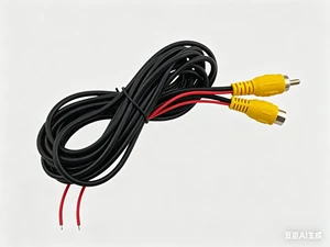 Premium RCA Video Cable with Power Lead, Male to Bare Wire Connector for Automotive Backup Camera & Audio Systems Wire Harness