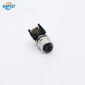 M12 X-Coded Ethernet Connector IP67 Waterproof 8 Pin Right Angle Female Socket PCB Mount