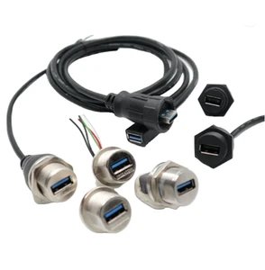 Waterproof USB 2.0 Screw Type Panel Mount Connector