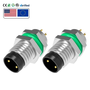 IP67 Circular Connector M8 Industrial Electrical Solder Receptacle A-Code 2 Pin M8*1.0 Back Mount Male Socket Connector