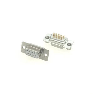 DEYCONN High Power D-SUB Female DB9 PIN Golden Plating PBT Black Housing Brass Terminal PCB Application Solder Type Connector
