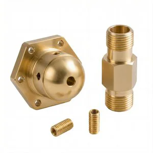Custom CNC Machining Service for Brass Spherical Flanged Housings and Hex Threaded Adapters OEM Factory