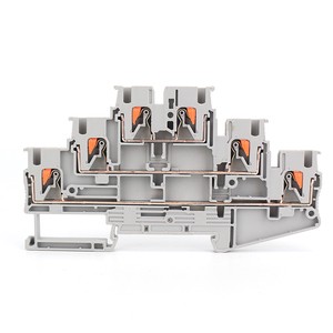 PT 2.5 3L PT2.5 3L 3 Level Push In Terminal Block 2.5mm2 14 AWG Triple Layer DIN Rail Wire Connector Electrical Terminal