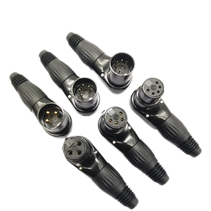 90 Degree Right Angle Microphone XLR Connector Male 3-Pin 4-Pin 5-Pin Copper Gold Zinc Alloy Housing IP44 Round Adapter 12V 5A