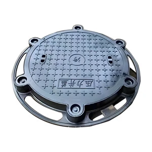 Jingdong Ductile Cast Iron Manhole Cover with Frame Customized Size Black Durable for Road Safety