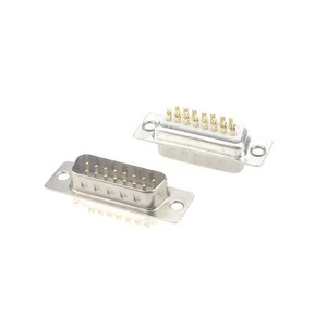 High Power D-SUB Male DB 15 PIN Solder Type Golden Plating Silver VGA Connector with Bonding Wire