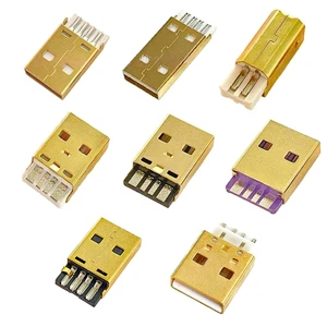 USB Type a 2.0 4-Pin Male/Female Plug Socket Gold-Plated Connector with Flat/Curled Edge-Multi-Specification Available