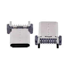 Longwei 16-Pin USB Type-C Stainless Steel 5A High-Current PD Fast Charge Vertical SMT Port Female Connector