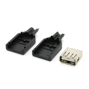 Customized USB 2.0 A Type Female Connector with Plastic Cover Diy 4Pin USB 2.0 Connector