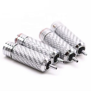 YIVO XSSH Audio RCA Jack OEM ODM Copper Rhodium Plated Carbon Fiber Shell 10mm DIY Cable Audio Adaptors Connector Plug