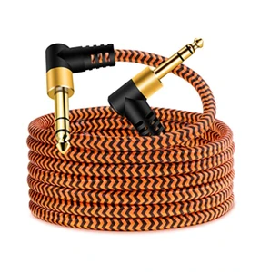 1/4 Inch TRS Instrument Cable , Right Angle 6.35mm Male Jack Stereo Audio Interconnect Cord,Compatible for Bass,Mixer,Amp,ect