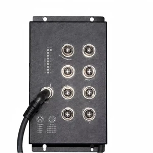 EN50155 8xGigabit M12 X-Code Industrial Switch Plug-and-Play -40~75 IP40 ShockProof Aluminum Enclosure 16Gbps Capacity