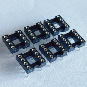 2.54mm Pitch IC Socket 8 Pin 7.43mm Machined Female Round Pin Straight Dip for PCB