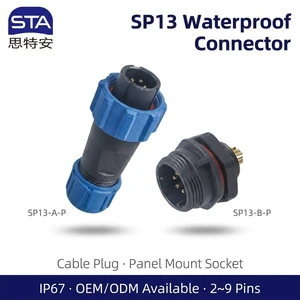 SP13 Cable Plug Waterproof Circular Connector IP68 Industrial Device Power Signal Chassis Panel Mount Socket 2 3 4 5 6 7 9 Pin