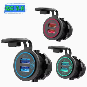 ELEWIND Waterproof and Dustproof QC 3.0 USB Double Connector with Light for Charging Mobile Phones and IPAD in Cars and Yachts