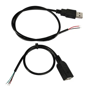 USB Cable 2-Core Charging Cable, 4-Core Data Cable, Pure Copper USB Semi-Finished Male/Female Connectors, Single-Ended