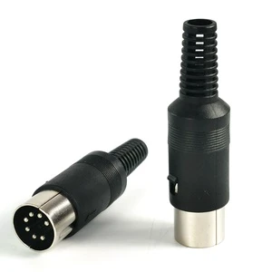 7-Pin DIN Solder-Type Male Round Cable Connectors with Strain Relief Boot ABS Housing 1.5A for Audio & Video Applications
