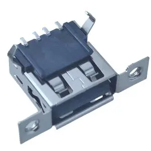 USB Type-A Connector with Screw Hole USB 2.0 Female Port Shielded 4Pin Copper Gold Plating
