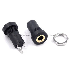 3.5mm Stereo Audio Socket Black Panel Mount Gold Plated Female Jack With 3Pins for Power Adapter and Connector Applications