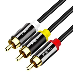 Alloy Three to Three Lotus Head Audio and Video Cable DVD Player VCD Connection TV Box Connection Cable Metal Shielding