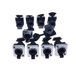 RJ45 Waterproof IP65 Network Connector with Rubber cover 8p8c D type Panel Mount Socket RJ45 Ethernet Connector