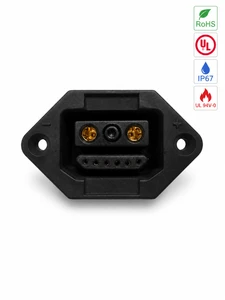 DM40-2+6 6p DC High Current 45A 500V IP65 Waterproof Connector PA66 Shell | Gold Plated Power Plug Socket for E-Bike Lithium