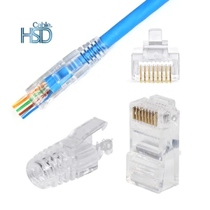High Quality 100pcs Per Bag Factory OEM Cat5 Cat5e Network EZ Pass Through UTP Unshielded RJ45 Modular Plug Connectors