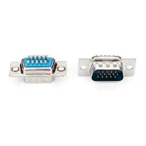 Durui D-SUB 15 Pin Male VGA Connector Stainless Steel Housing Silver Alloy Contacts IP55 Rated 12A Rectangle Wire Connections