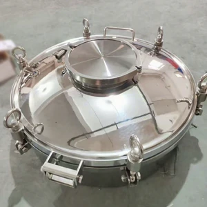 Sanitary Stainless Steel Manhole Cover | Quick Opening Round Flanged Handhole for Wine & Brewing Tanks