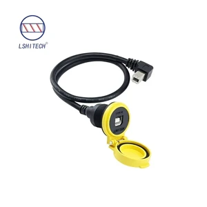 LSHITECH M22 Type-B Female Bulkhead Extension Adapter Connector with Copper Contacts Nylon Housing IP67 Waterproof Dust Cover