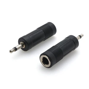 Female 6.35mm Male 3.5mm 1-3 Pin TRS Silver Black Plated ABS Guitar Jack Plug Copper XL Stereo Connector for Mono Audio Dual
