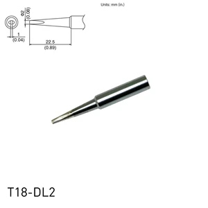 Hakko T18-DL2 Oxygen-Free Copper Chisel Tip Soldering Iron Tip 2mm Length Slip-in Connector