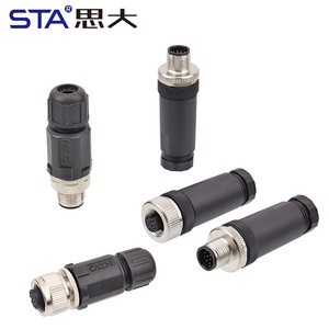 M12 IP67 Waterproof Connector Plastic Straight/Right Angled Solder Assembled Male Female Cable Plug 2 3 4 5 6 8 12 17 PIN