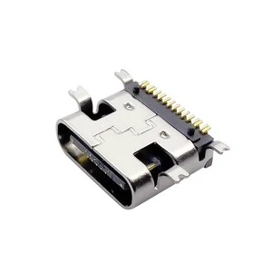 Hot Sale JLC 3.0A 5.0V Female 6P 16 Pin Rectangle Type-C Copper Contact Stainless Steel Fast Charging Power PCB USB3.0 Connector