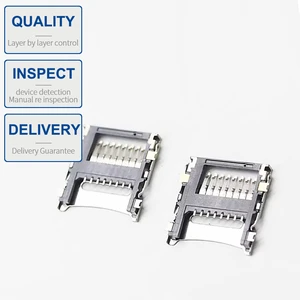 1.8mm Height Push-Push Micro SD TF Card Socket 8P SMT Memory Card Slot for Dash Cam, Smart Phone and Tablet PC