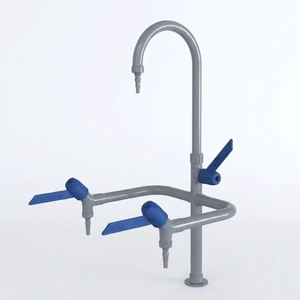 Three-way Modern Metal Laboratory Faucet with Rubber Tubing Connectors 3 Outlets