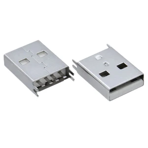 USB 2.0 Type-A Male Connector 4 Pin Charging Port 180° Vertical Plug 15.0mm DIP PCB Mount USB-A Male Connector