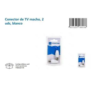 2 Pcs White Male TV Audio & Video Connectors